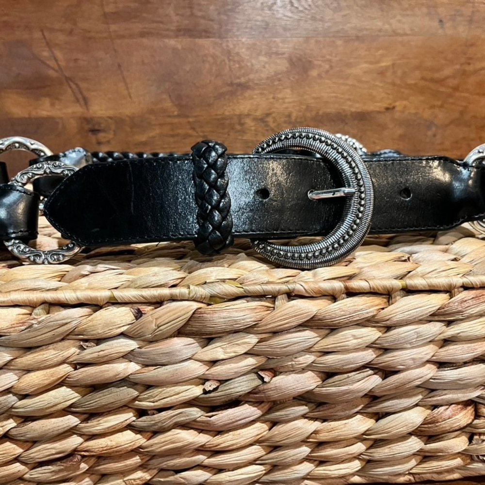 Brighton Black Braided Boho Belt, 34 L